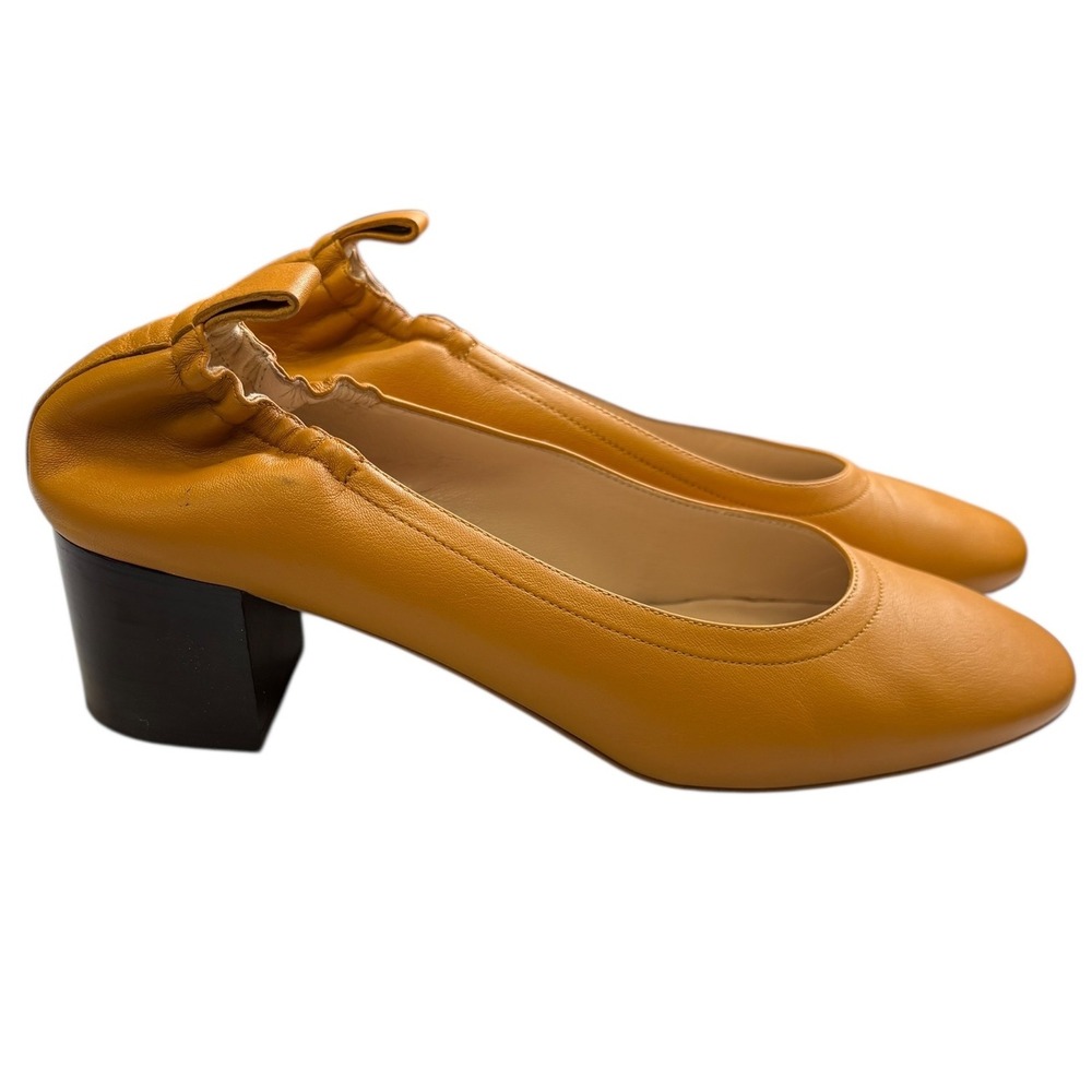 Everlane Women's The Italian Leather Day Heels Honey Yellow Block Pumps 10.5